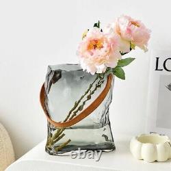 Vase en verre de luxe avec sac de marque, vase à fleurs, décoration de maison de salon, accent de table