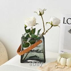 Vase en verre de luxe avec sac de marque, vase à fleurs, décoration de maison de salon, accent de table