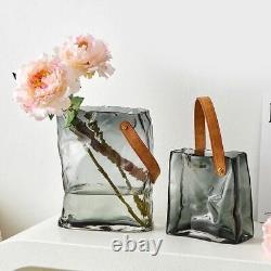 Vase en verre de luxe avec sac de marque, vase à fleurs, décoration de maison de salon, accent de table