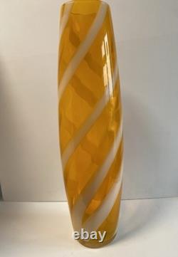 Vase en verre de sol en candy stripe de 50 cm de Cristalleria Artistica Toscana Empoli des années 1960