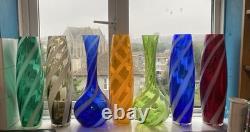 Vase en verre de sol en candy stripe de 50 cm de Cristalleria Artistica Toscana Empoli des années 1960