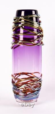 Vase en verre de studio Golden Trail Allister Malcolm violet de 14 pouces