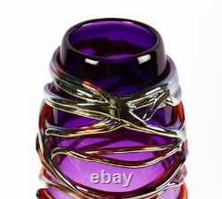 Vase en verre de studio Golden Trail Allister Malcolm violet de 14 pouces