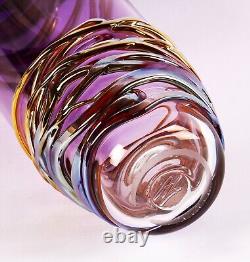 Vase en verre de studio Golden Trail Allister Malcolm violet de 14 pouces