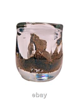 Vase en verre de studio UDO EDELMANN 1978 fondus granuleux vase en verre artistique allemand