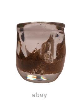 Vase en verre de studio UDO EDELMANN 1978 fondus granuleux vase en verre artistique allemand