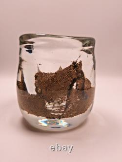 Vase en verre de studio UDO EDELMANN 1978 fondus granuleux vase en verre artistique allemand