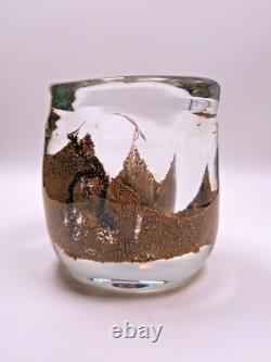 Vase en verre de studio UDO EDELMANN 1978 fondus granuleux vase en verre artistique allemand