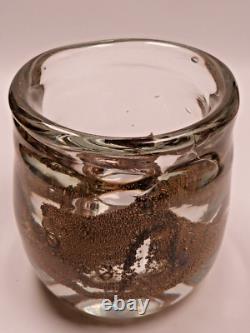 Vase en verre de studio UDO EDELMANN 1978 fondus granuleux vase en verre artistique allemand