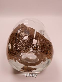 Vase en verre de studio UDO EDELMANN 1978 fondus granuleux vase en verre artistique allemand