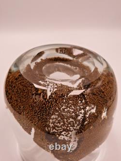 Vase en verre de studio UDO EDELMANN 1978 fondus granuleux vase en verre artistique allemand