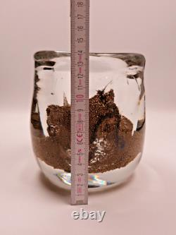 Vase en verre de studio UDO EDELMANN 1978 fondus granuleux vase en verre artistique allemand