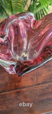 Vase en verre de style Murano vintage du milieu du siècle, lourd, de superbe qualité, décoratif