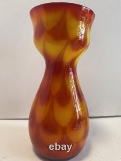 Vase en verre de style scandinave des années 60, motif paon, provenant d'Elme Glasbruk