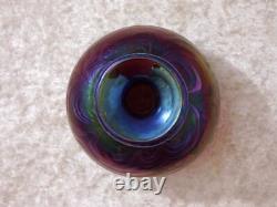 Vase en verre design Art Nouveau vintage en lustre irisé fait à la main