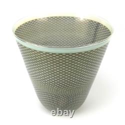 Vase en verre design Vera Walther signé + étiquette originale verre d'art allemand 17 cm