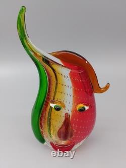 Vase en verre design facial multicolore style Murano art décoratif en verre
