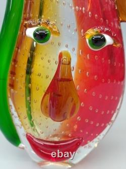 Vase en verre design facial multicolore style Murano art décoratif en verre