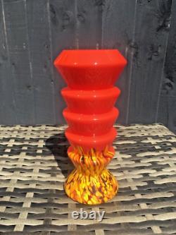 Vase en verre éclaboussé stratifié à étages de Kralik Ernst Steinwald, Art Déco, rouge tango