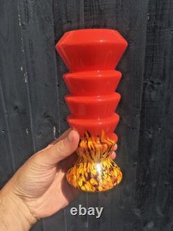 Vase en verre éclaboussé stratifié à étages de Kralik Ernst Steinwald, Art Déco, rouge tango
