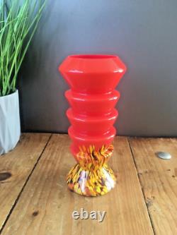 Vase en verre éclaboussé stratifié à étages de Kralik Ernst Steinwald, Art Déco, rouge tango