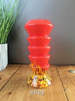 Vase en verre éclaboussé stratifié à étages de Kralik Ernst Steinwald, Art Déco, rouge tango