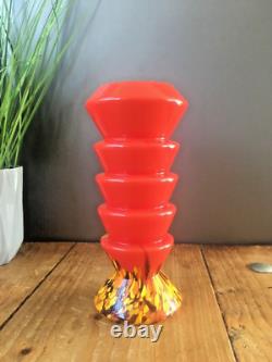 Vase en verre éclaboussé stratifié à étages de Kralik Ernst Steinwald, Art Déco, rouge tango