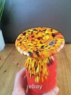 Vase en verre éclaboussé stratifié à étages de Kralik Ernst Steinwald, Art Déco, rouge tango