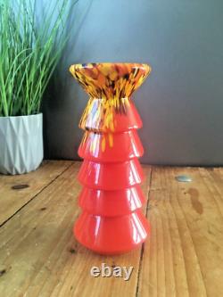 Vase en verre éclaboussé stratifié à étages de Kralik Ernst Steinwald, Art Déco, rouge tango