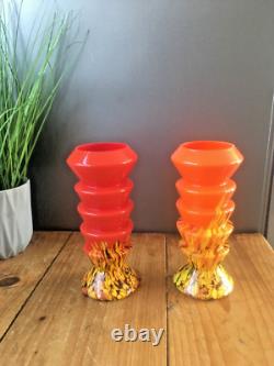 Vase en verre éclaboussé stratifié à étages de Kralik Ernst Steinwald, Art Déco, rouge tango