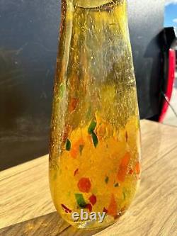 Vase en verre éclaboussé, vase en verre artistique soufflé à la main, vase en verre vintage bicolore.