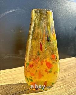 Vase en verre éclaboussé, vase en verre artistique soufflé à la main, vase en verre vintage bicolore.