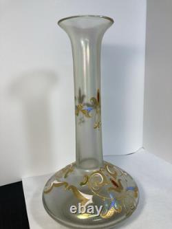 Vase en verre émaillé iridescent vert Cypern de la rare Josephinenhutte, vers 1899