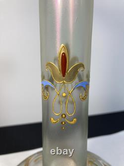 Vase en verre émaillé iridescent vert Cypern de la rare Josephinenhutte, vers 1899