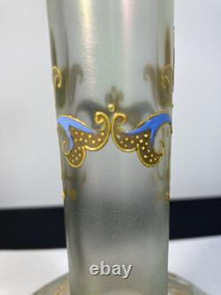 Vase en verre émaillé iridescent vert Cypern de la rare Josephinenhutte, vers 1899