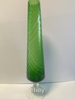 Vase en verre émeraude de 50 cm de la Cristalleria Artistica Toscana d'Empoli des années 1960