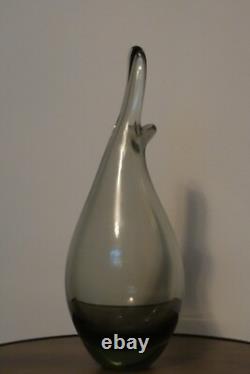 Vase en verre fumé en forme de caneton danois moderne par Per Lutken Holmegaard MCM