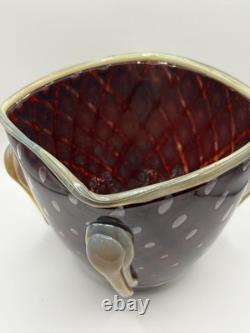 Vase en verre fusion Z de Chip Scarborough, verre signé, studio d'art vintage.