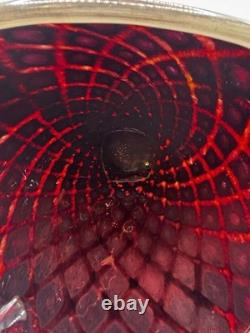 Vase en verre fusion Z de Chip Scarborough, verre signé, studio d'art vintage.