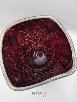 Vase en verre fusion Z de Chip Scarborough, verre signé, studio d'art vintage.