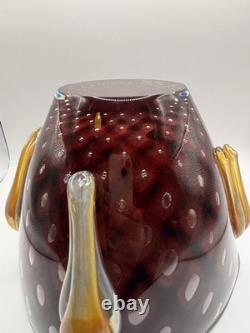 Vase en verre fusion Z de Chip Scarborough, verre signé, studio d'art vintage.