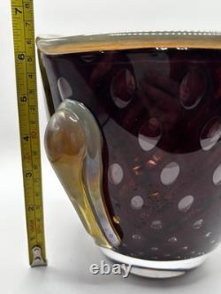 Vase en verre fusion Z de Chip Scarborough, verre signé, studio d'art vintage.