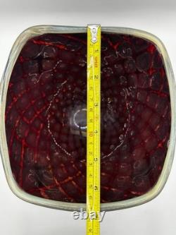 Vase en verre fusion Z de Chip Scarborough, verre signé, studio d'art vintage.