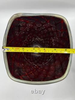 Vase en verre fusion Z de Chip Scarborough, verre signé, studio d'art vintage.