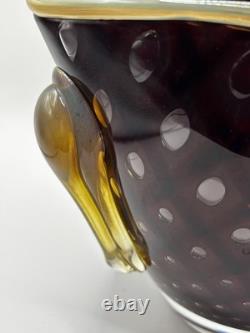 Vase en verre fusion Z de Chip Scarborough, verre signé, studio d'art vintage.