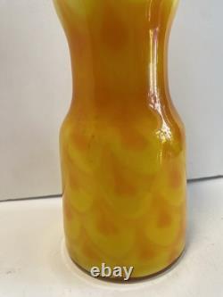 Vase en verre gainé scandinave des années 60, motif paon, d’Elme Glasbruk