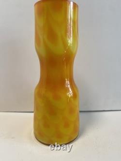 Vase en verre gainé scandinave des années 60, motif paon, d’Elme Glasbruk