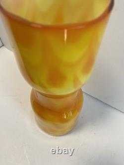 Vase en verre gainé scandinave des années 60, motif paon, d’Elme Glasbruk