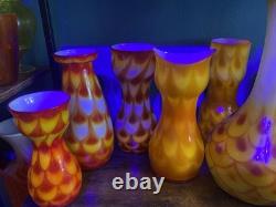 Vase en verre gainé scandinave des années 60, motif paon, d’Elme Glasbruk