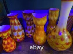 Vase en verre gainé scandinave des années 60, motif paon, d’Elme Glasbruk